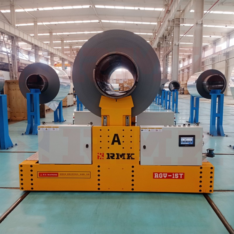 15 tonų akumuliatoriaus valdomas plieno ritės geležinkelio perdavimo vežimėlis